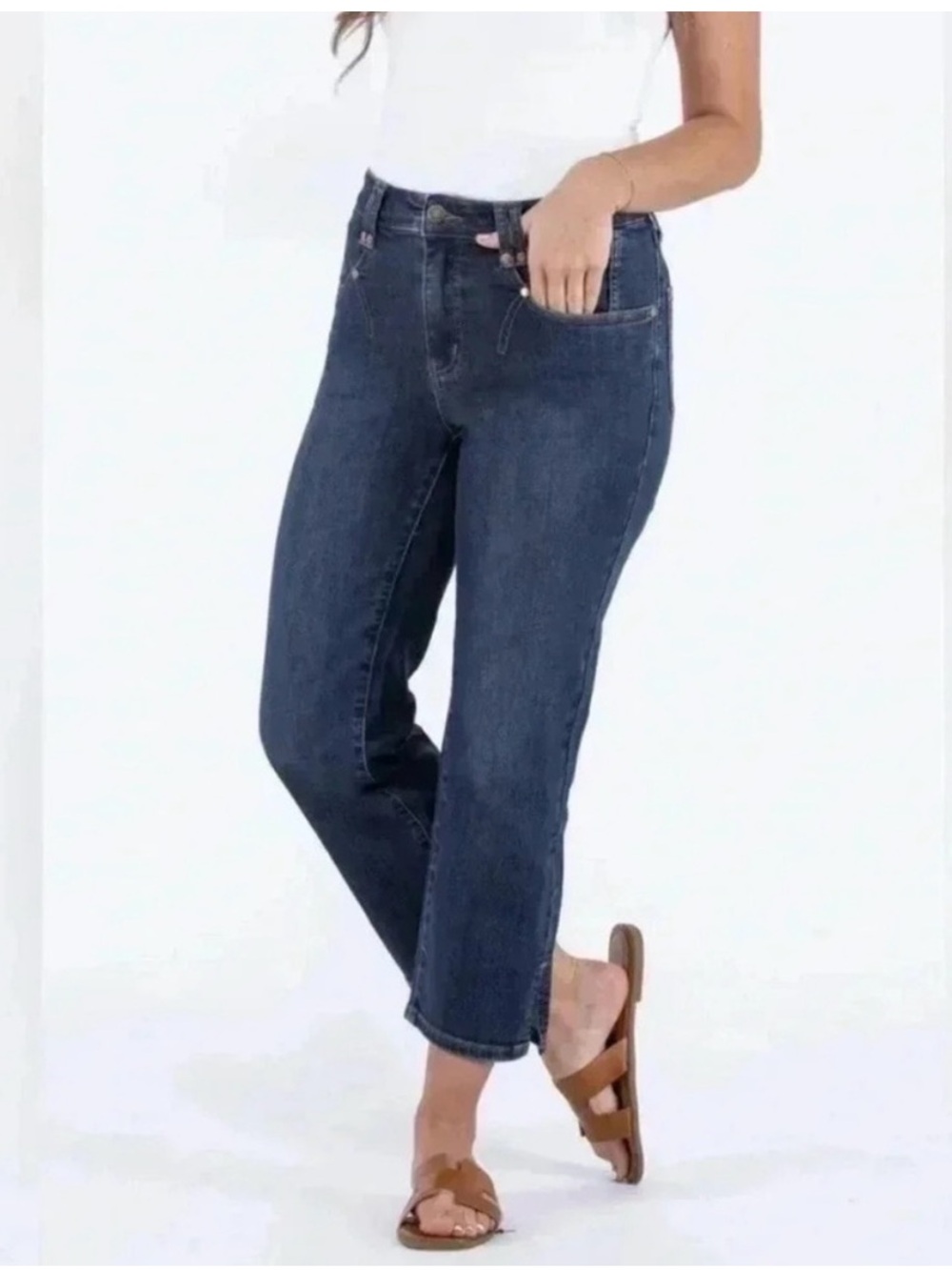 Judy Blue Center Stage Straight Leg Jeans High Rise Side Slit Denim Size 26